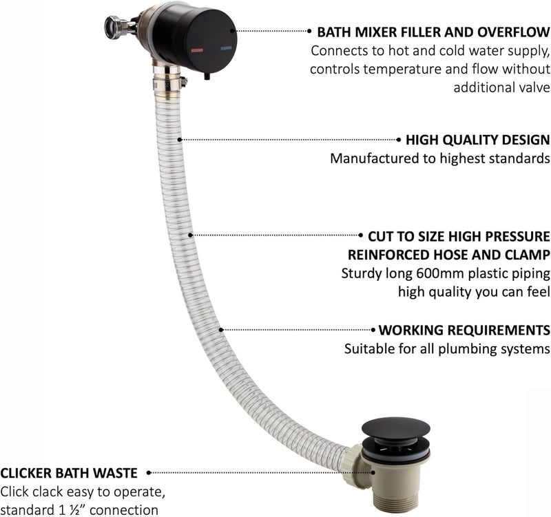 W52 Bath Filler Waste and Overflow Mixer Tap
