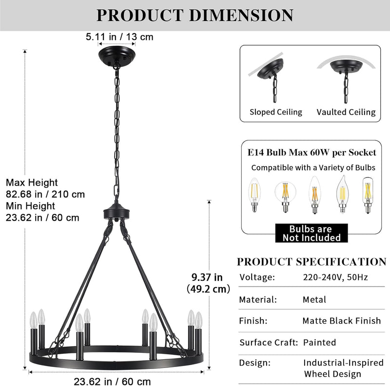 Wagon Wheel Chandelier 8- Ceiling Lights Living Room