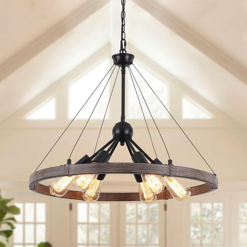 6 Lights Industrial Rustic Chandelier Ceiling Living Room