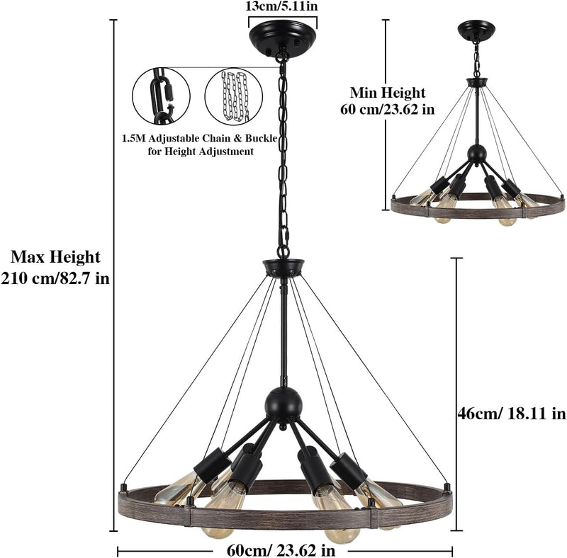 6 Lights Industrial Rustic Chandelier Ceiling Living Room