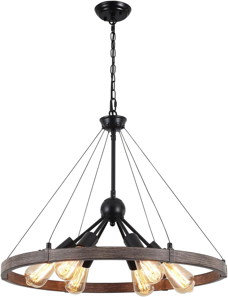 6 Lights Industrial Rustic Chandelier Ceiling Living Room