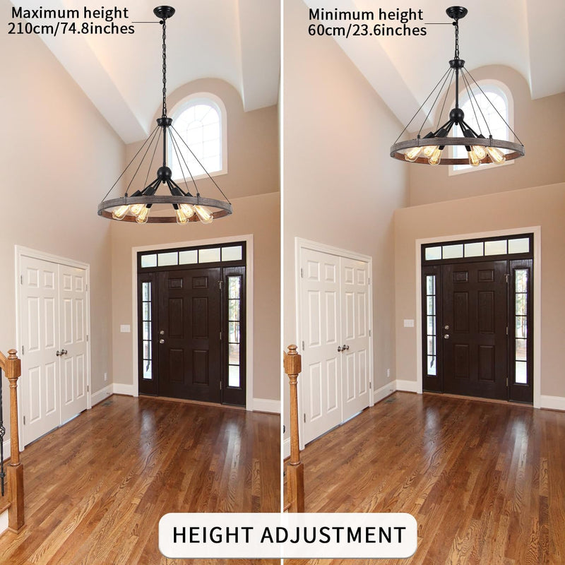 6 Lights Industrial Rustic Chandelier Ceiling Living Room