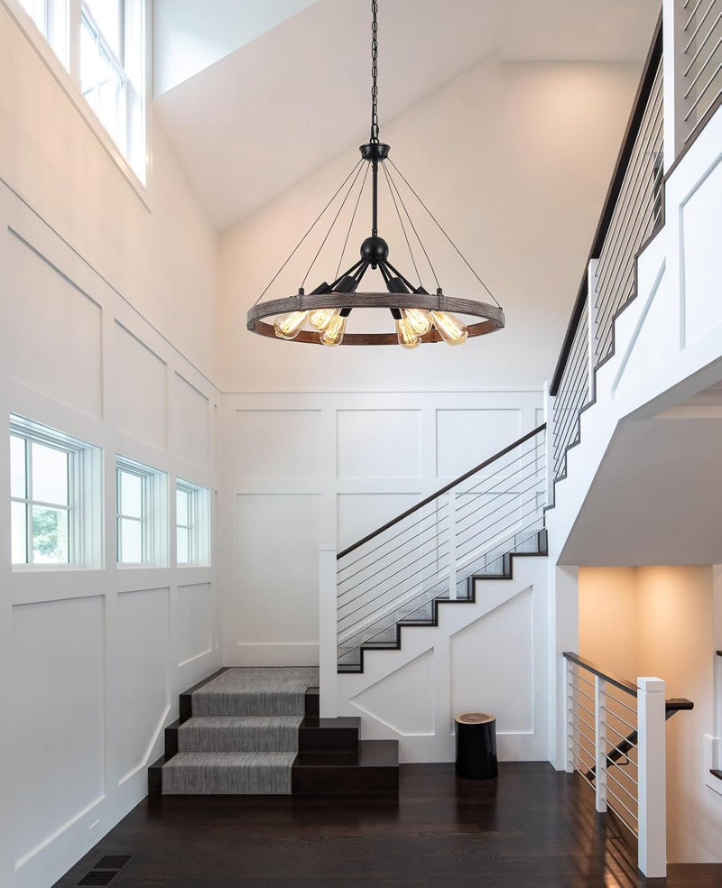 6 Lights Industrial Rustic Chandelier Ceiling Living Room