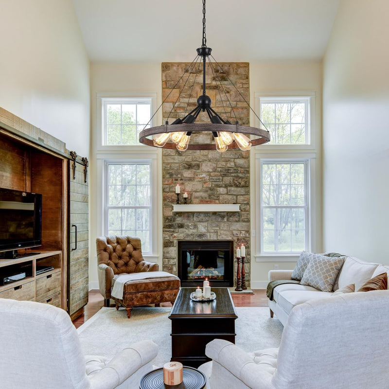 6 Lights Industrial Rustic Chandelier Ceiling Living Room