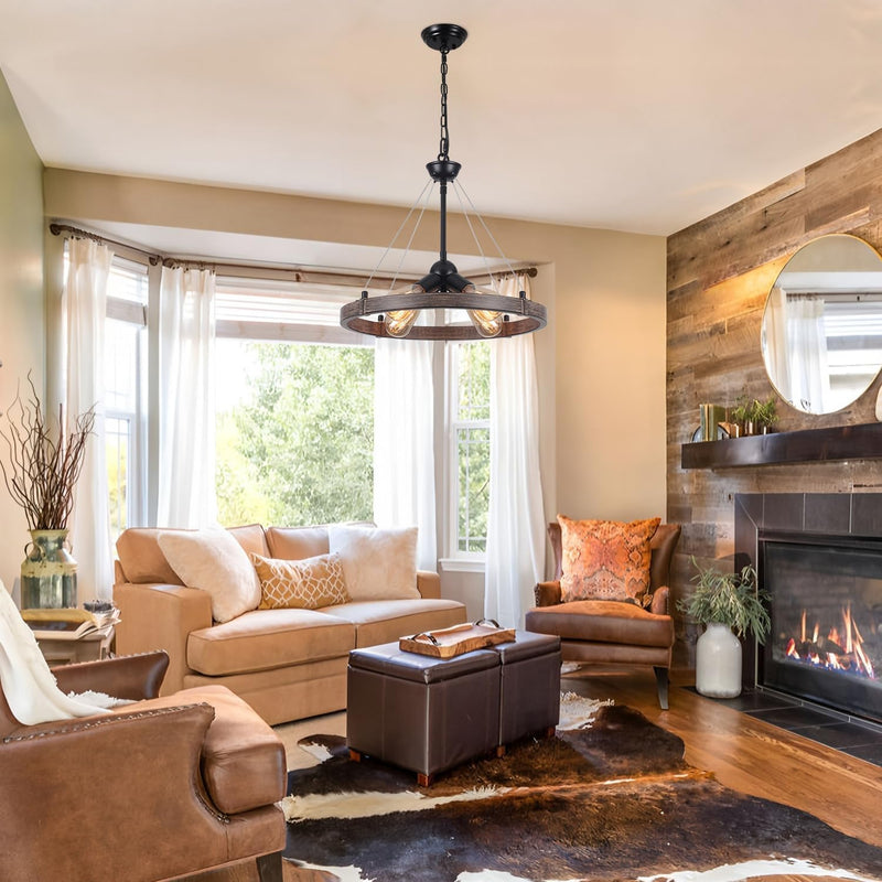 6 Lights Industrial Rustic Chandelier Ceiling Living Room