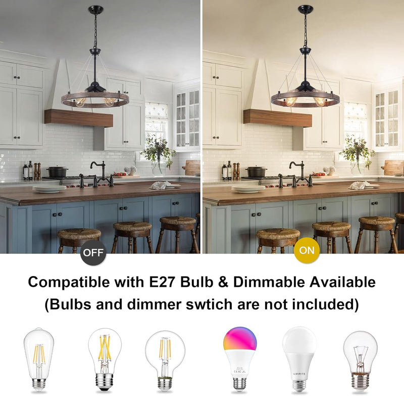 6 Lights Industrial Rustic Chandelier Ceiling Living Room