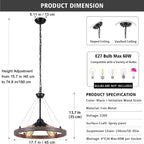 Wagon Wheel Chandeliers Ceiling Light for Living Room