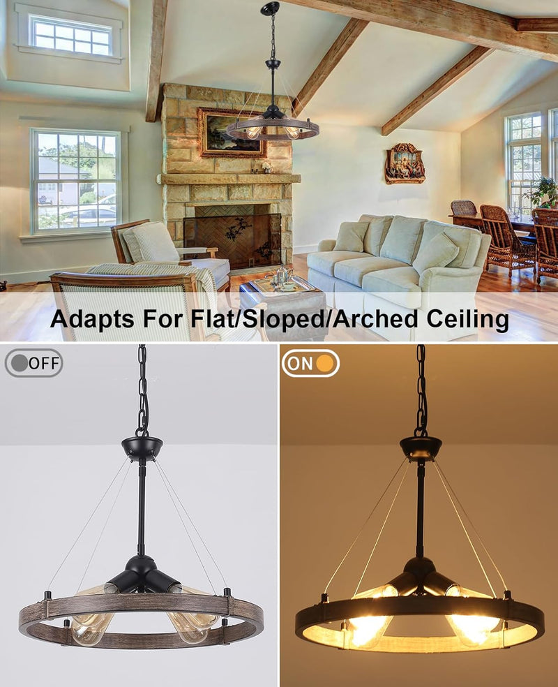 6 Lights Industrial Rustic Chandelier Ceiling Living Room