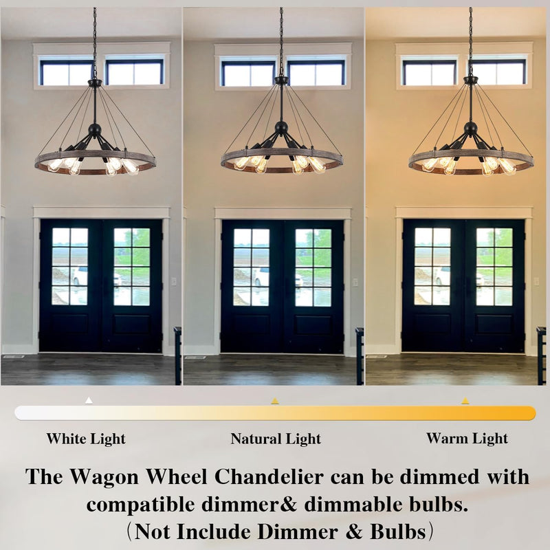 6 Lights Industrial Rustic Chandelier Ceiling Living Room