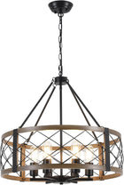 Black & Imitation-wood-grain/6 Lights