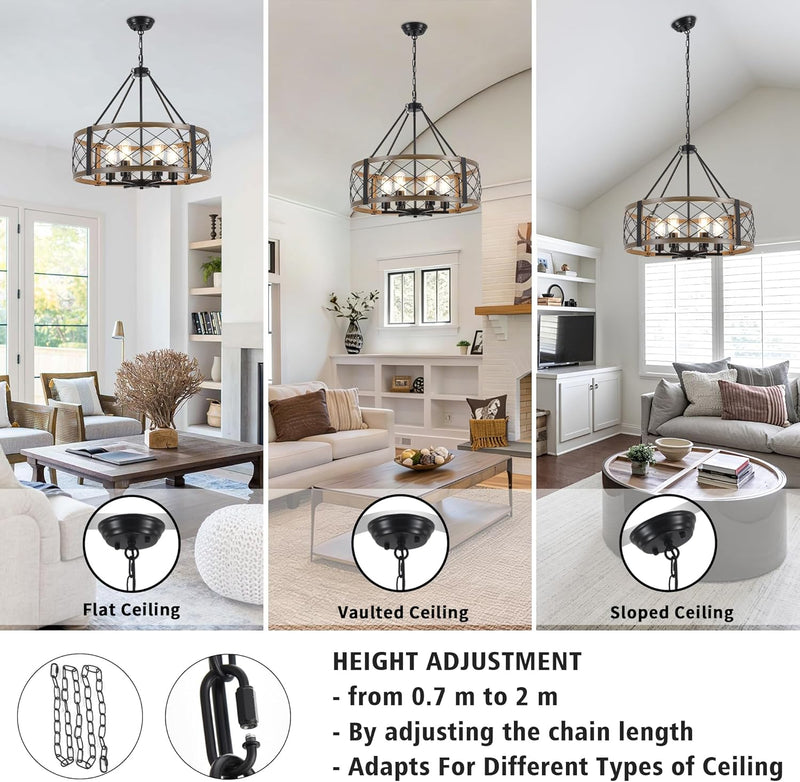 6 Lights Industrial Rustic Chandelier Ceiling Living Room