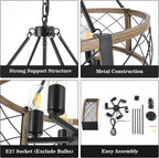 Wagon Wheel Chandeliers Ceiling Light for Living Room