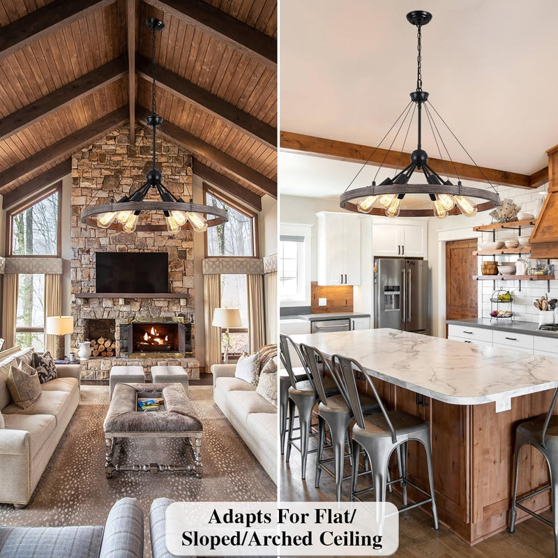 6 Lights Industrial Rustic Chandelier Ceiling Living Room