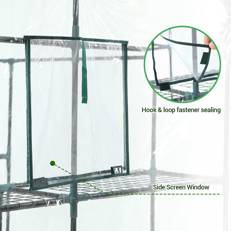 Walk-In Greenhouse 3 Tiers 12 Shelves