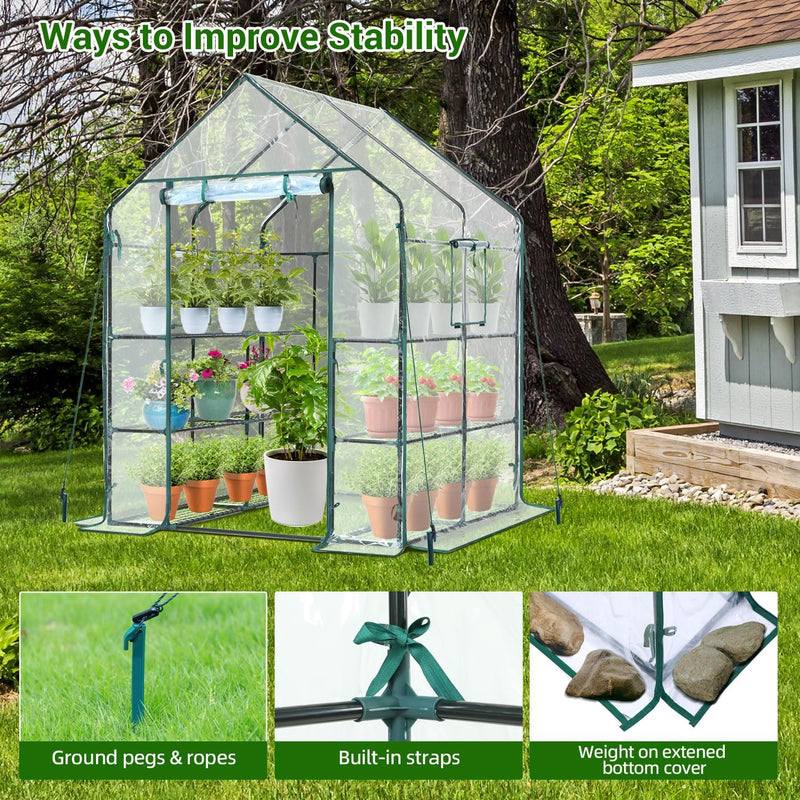 Walk-In Greenhouse 3 Tiers 12 Shelves