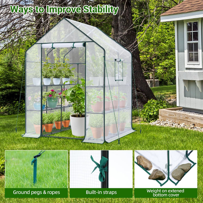 Walk-In Greenhouse 3 Tiers 12 Shelves