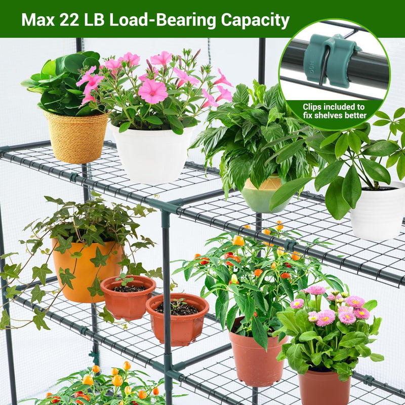 Walk-In Greenhouse 3 Tiers 12 Shelves