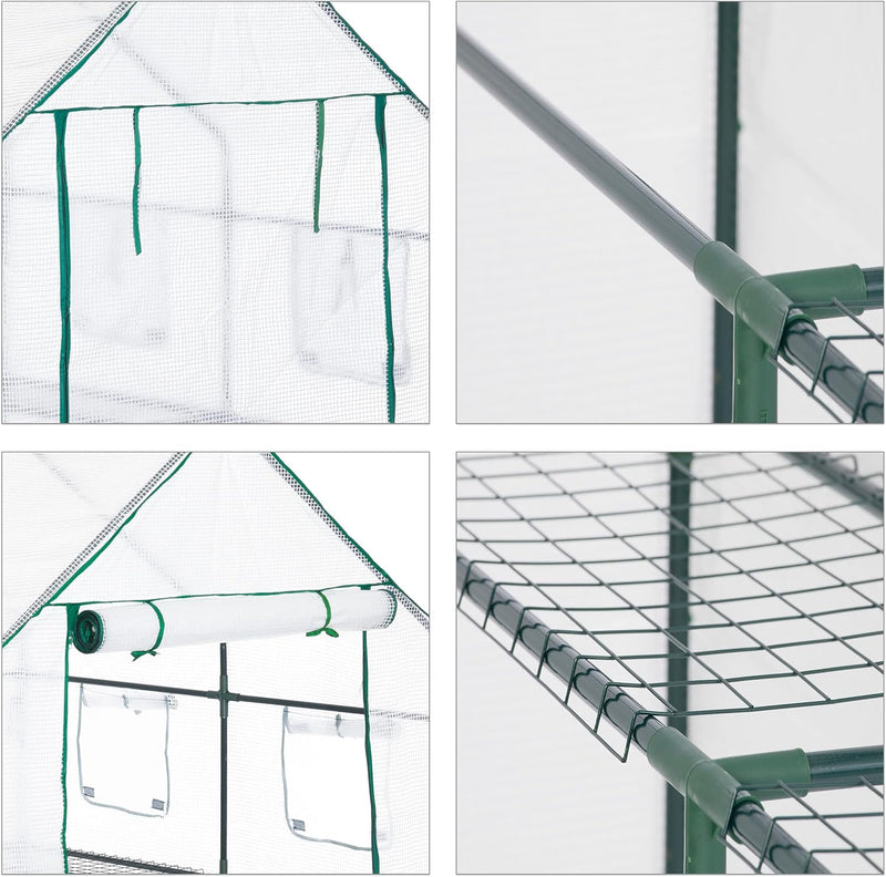 Walk-In Greenhouse 4 Window Bench Stool Display Racks