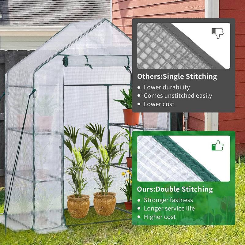 Walk in Greenhouse with 10 Shelves Reinforced Pe