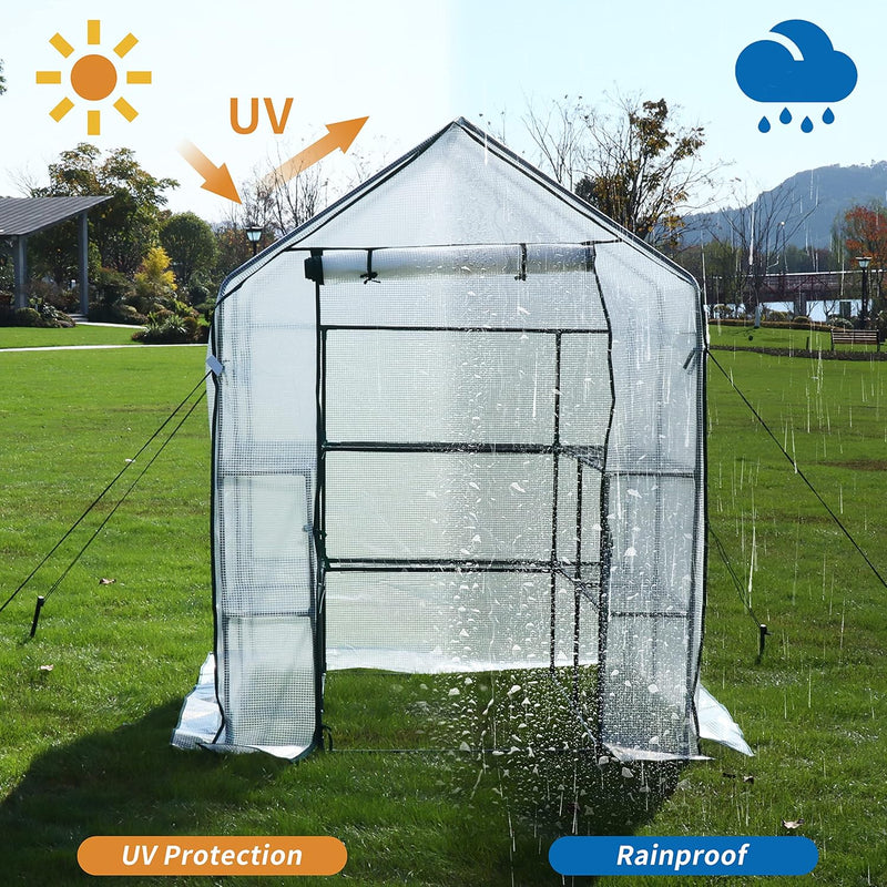 Walk in Greenhouse with 10 Shelves Reinforced Pe