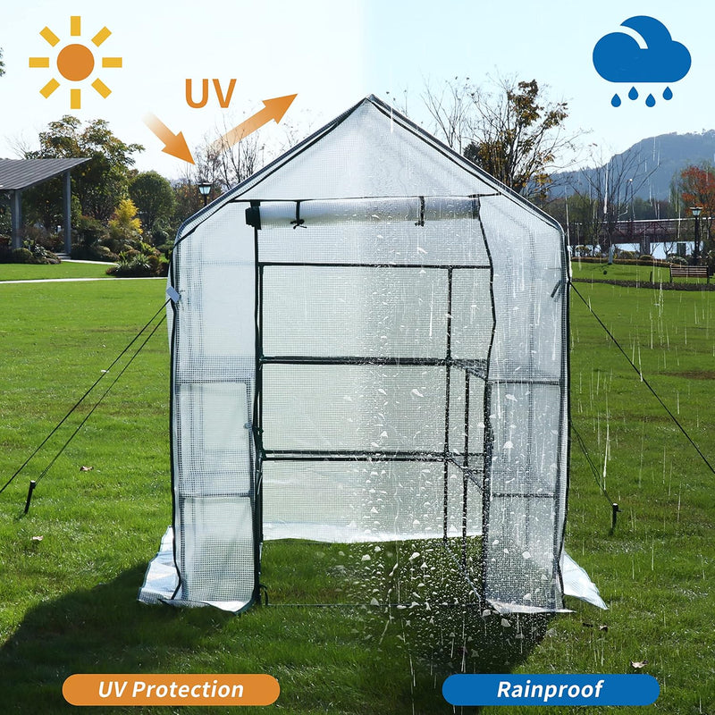 Walk in Greenhouse with 10 Shelves Reinforced Pe