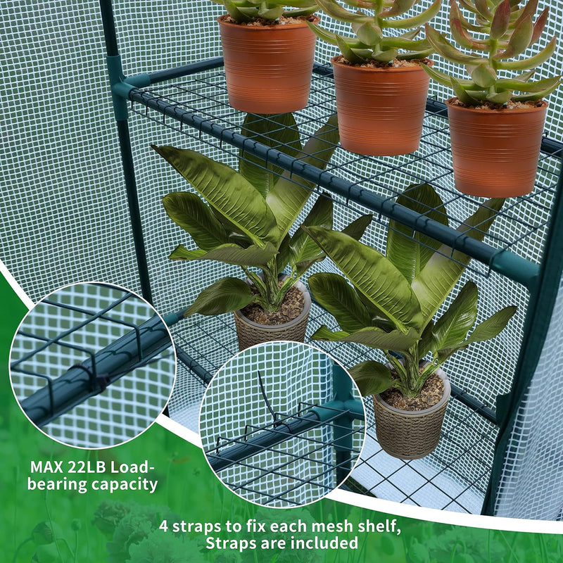 Walk in Greenhouse with 10 Shelves Reinforced Pe