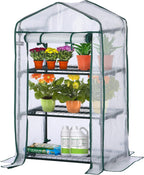 Walk in Greenhouse with 10 Shelves Reinforced Pe