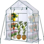 Walk in Greenhouse with 10 Shelves Reinforced Pe