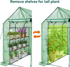 Walk in Greenhouse with Shelves Plastic Growhouse Frame
