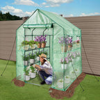 Walk in Greenhouse with Shelves Plastic Growhouse Frame