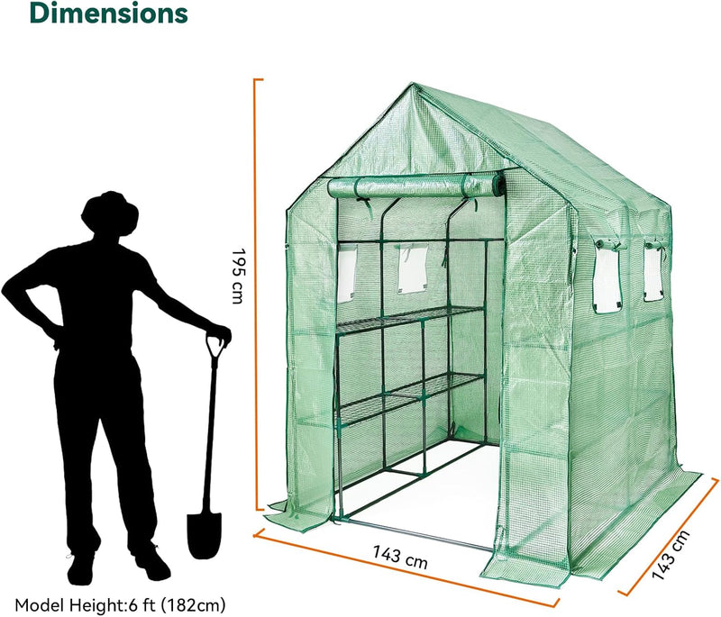Walk in Greenhouse with Shelves Plastic Growhouse Frame