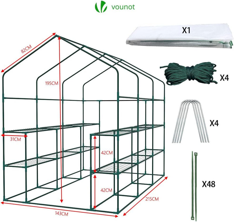 Walk in Greenhouse with Shelves Roll Up Zip