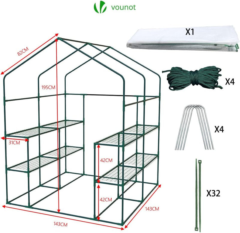 Walk in Greenhouse with Shelves Roll Up Zip