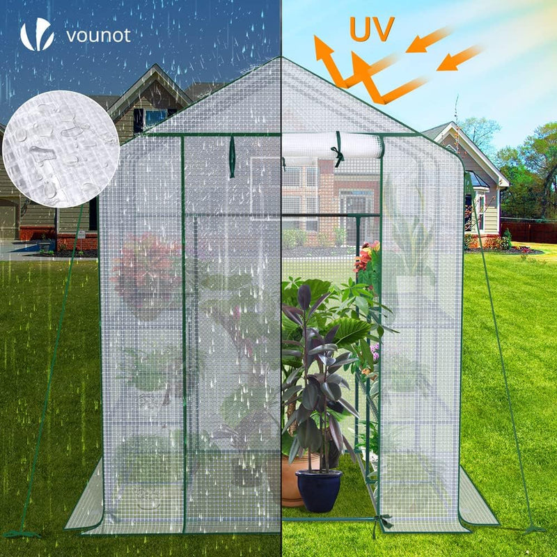 Walk in Greenhouse with Shelves Roll Up Zip