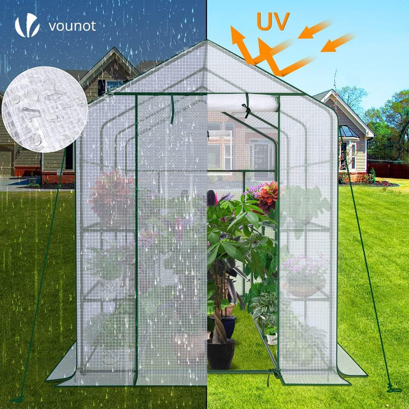 Walk in Greenhouse with Shelves Roll Up Zip