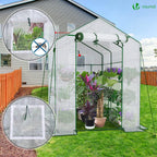 Walk in Greenhouse with Shelves Roll Up Zip