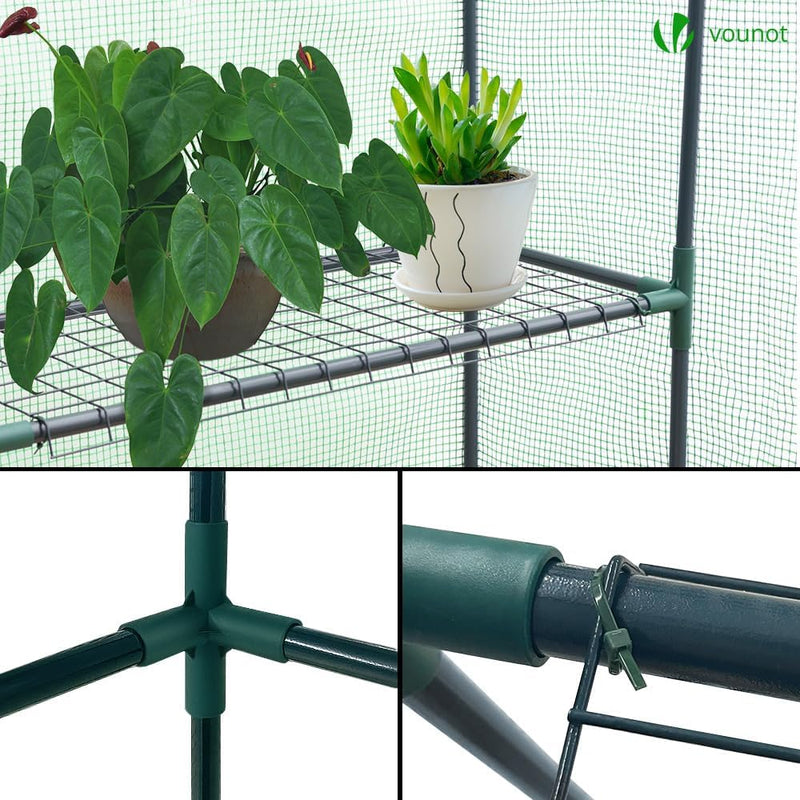 Walk in Greenhouse with Shelves Roll Up Zip