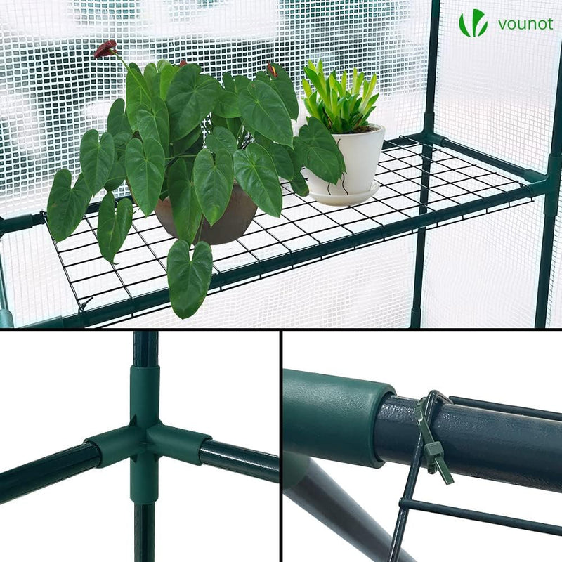 Walk in Greenhouse with Shelves Roll Up Zip
