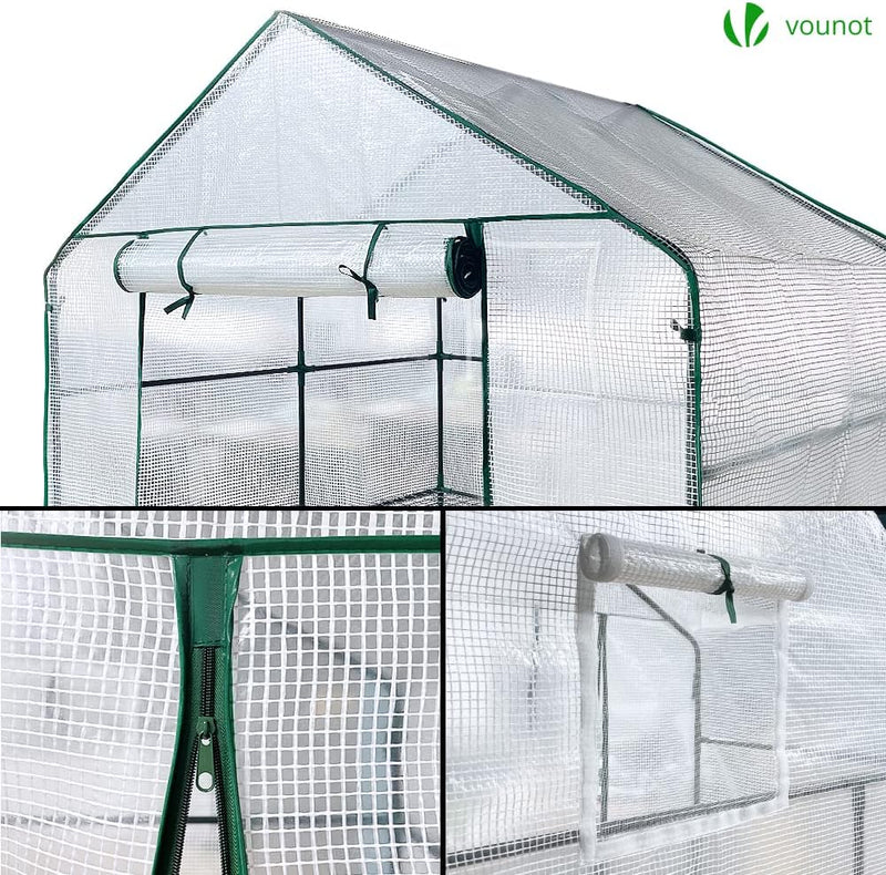 Walk in Greenhouse with Shelves Roll Up Zip