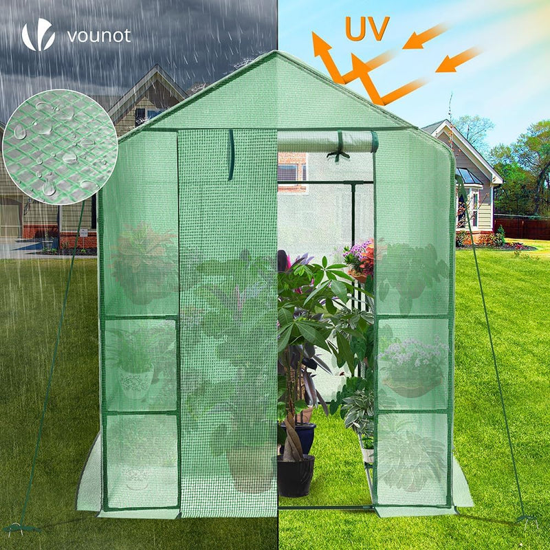 Walk in Greenhouse with Shelves Roll Up Zip