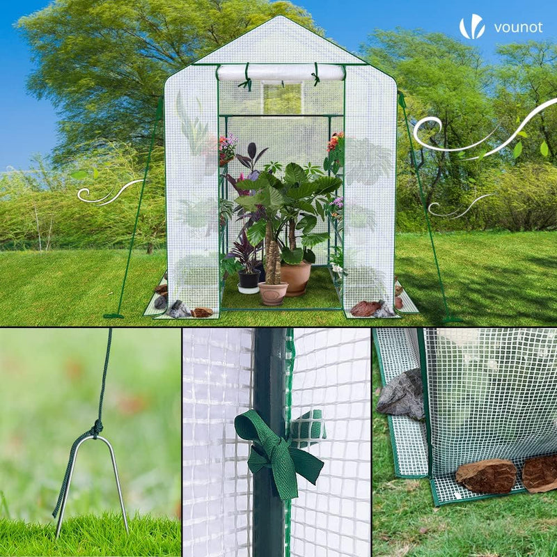 Walk in Greenhouse with Shelves Roll Up Zip