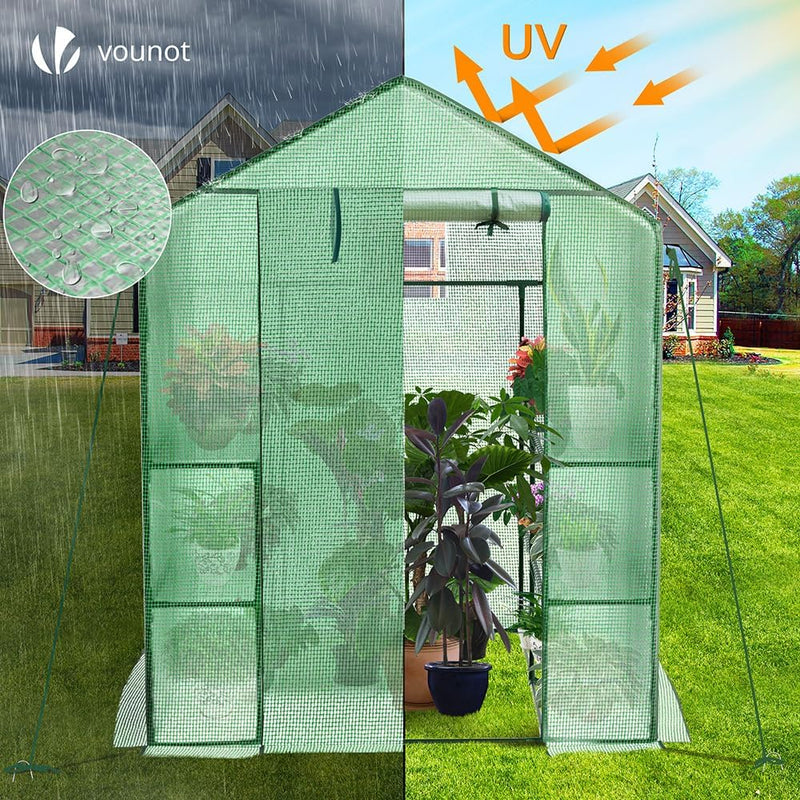 Walk in Greenhouse with Shelves Roll Up Zip