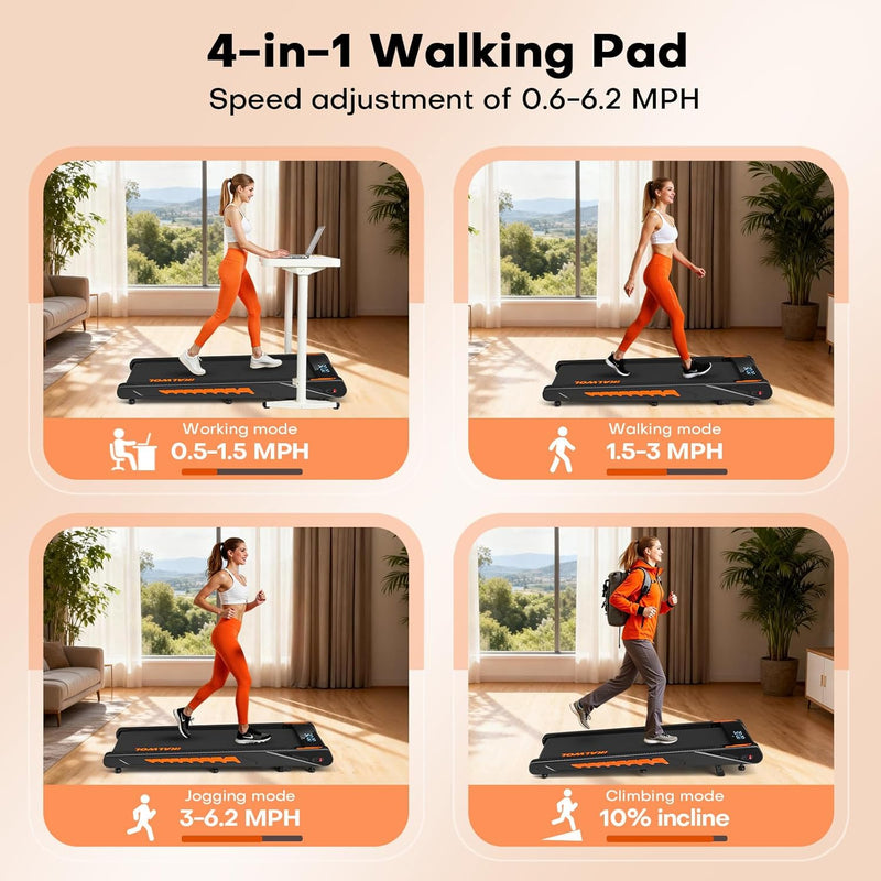 Walking Pad Treadmill with Speaker 4-In-1 Under Desk