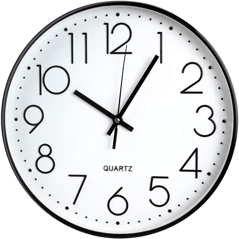 Wall Clock 12 Inch Non-Ticking Silent Quartz Decorative