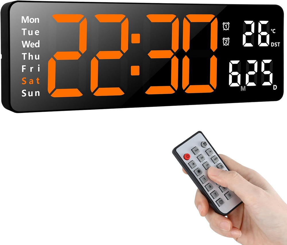 Wall Clock 13" Large Display LED with Remote