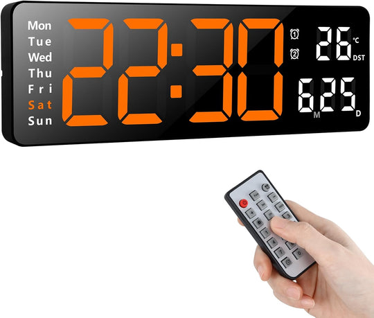 Wall Clock 13" Large Display LED with Remote
