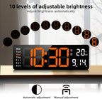 Wall Clock 13" Large Display LED with Remote