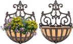 Wall Hanging Planter Basket with Fabric Liner Antique (2 Pack)