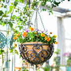 Wall Hanging Planter Basket with Fabric Liner Antique (2 Pack)