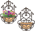 Wall Hanging Planter Basket with Fabric Liner Antique (2 Pack)